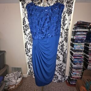 Enfocus Studio Royal Blue Sequin Midi Dress 16W Formal Evening Gown